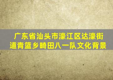 广东省汕头市濠江区达濠街道青篮乡畸田八一队文化背景